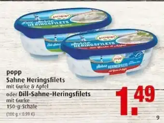 Markant Popp Sahne Heringsfilets oder Dill Sahne Heringsfilets 150g Angebot