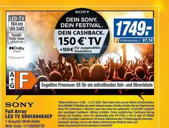 Expert Sony Full Array Led Tv Xr65x94kaep Angebot