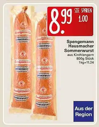 WEZ Spengemann Hausmacher Sommerwurst 800 g Angebot