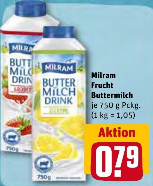 Milram Frucht Buttermilch 750 g Pckg. Angebot bei REWE Center