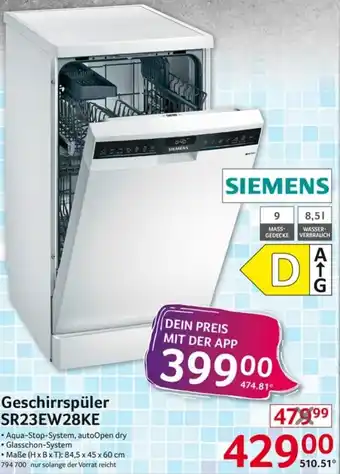 Selgros Siemens Geschirrspüler SR23EW28KE Angebot