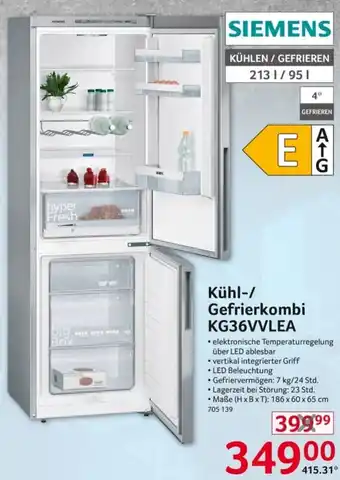 Selgros Siemens Kühl/Gefrierkombi KG36VVLEA Angebot