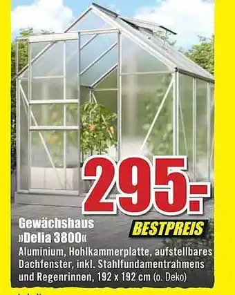 B1 Discount Baumarkt Gewächshaus „delia 3800“ Angebot