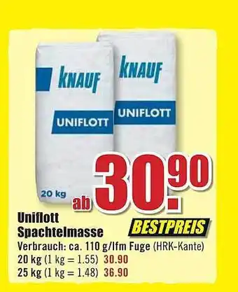 B1 Discount Baumarkt Uniflott Spachtelmasse Angebot