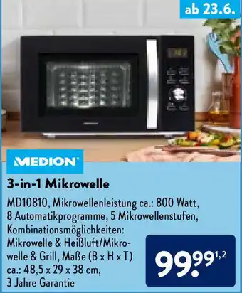 Aldi Nord Medion 3in1 Mikrowelle Angebot