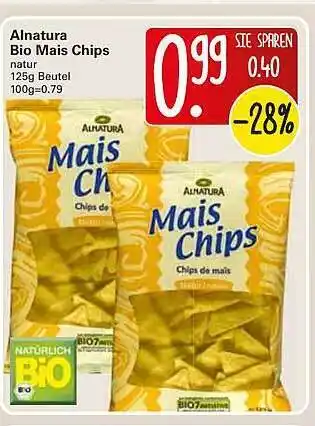 WEZ Alnatura Bio Mais Chips 125 g Angebot