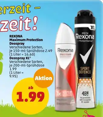 PENNY Rexona maximum protection deospray oder deospray xl Angebot