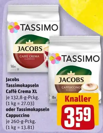 REWE Jacobs tassimokapseln caffè crema xl oder cappuccino Angebot