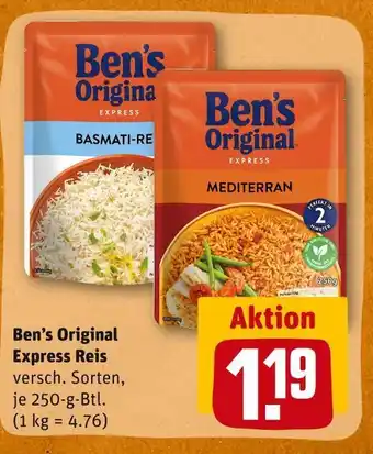 REWE Ben’s original express reis Angebot