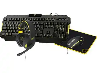 Saturn Isy ipg-1000, gaming tastatur, maus, headset & mauspad, rubberdome, kabelgebunden, schwarz/gelb Angebot