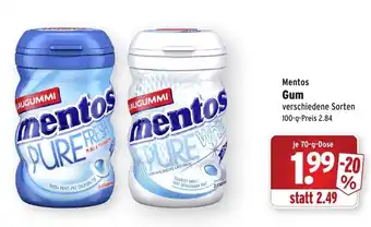 Wasgau Mentos Gum 70g Angebot