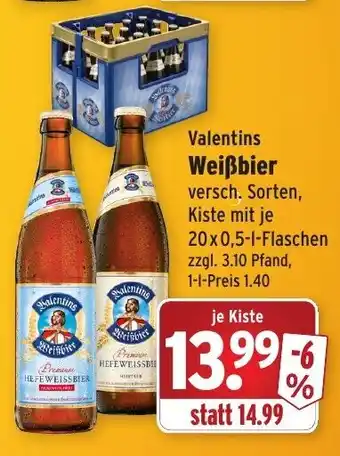 Wasgau Valentins Weißbier 20x0,5L Angebot