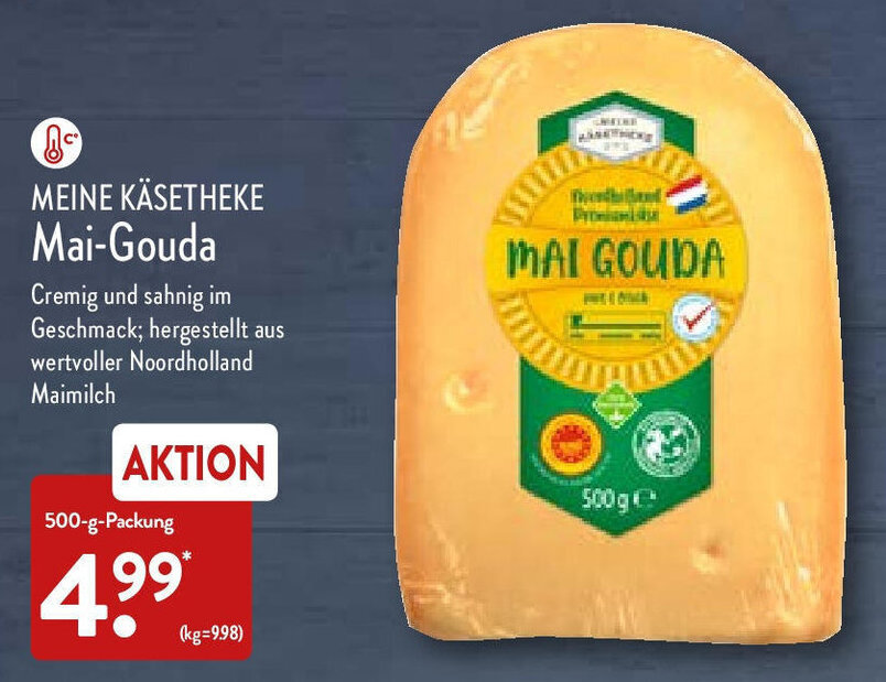 Meine Käsetheke Mai Gouda 500 g Packung Angebot bei Aldi Nord