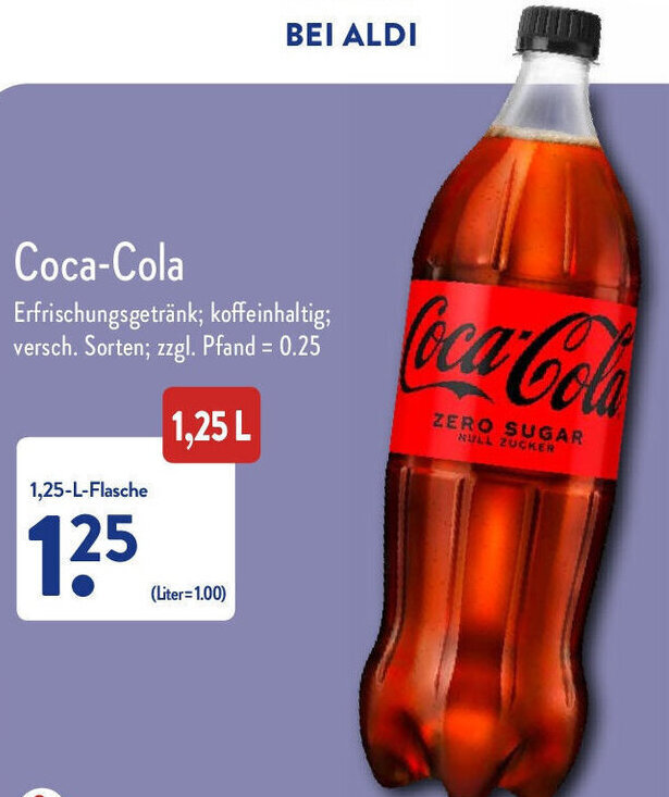 CocaCola 1,25 L Flasche Angebot bei Aldi Nord