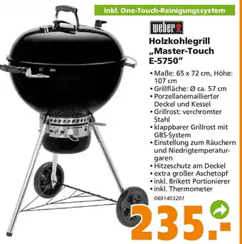 Globus Baumarkt Weber Holzkohlegrill ,,Master Touch E-5750" Angebot