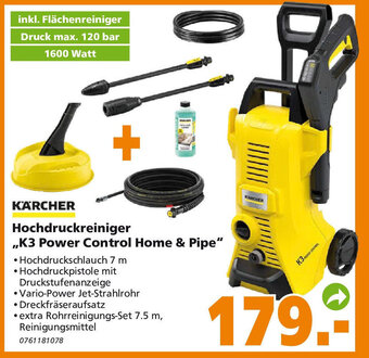 Globus Baumarkt Kärcher Hochdruckreiniger ,, K3 Power Control Home & Pipe" Angebot