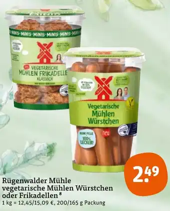 tegut Rügenwalder Mühle Vegetarische Mühlen Würstchen oder Frikadellen 200/165 g Packung Angebot