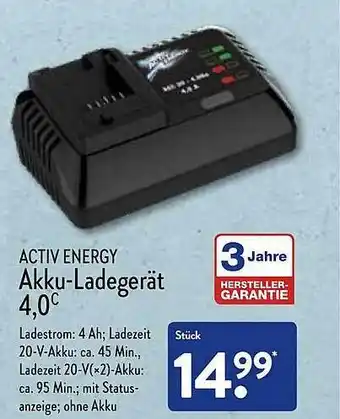 Aldi Nord Activ Energy Akku-ladegerät 4,0c Angebot