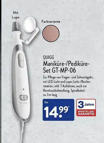 Aldi Nord Quigg Maniküre--pediküre-set Gt-mp-06 Angebot