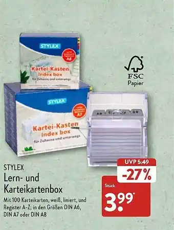 Aldi Nord Stylex Lern- Und Karteikartenbox Angebot