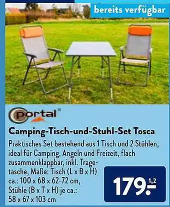 Aldi Nord Portal Camping-tisch- Und -stuhl-set Tosca Angebot