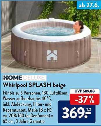 Home Deluxe Whirlpool Splash Beige Angebot bei Aldi Nord