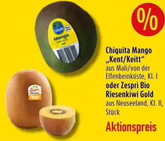 diska Chiquita Mango ,,Kent/Keitt" oder Zespri Bio Riesenkiwi Gold Angebot