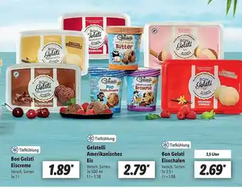 Lidl Bon Gelati Eiscreme, Gelatelli Amerikanisches Eis, Bon Gelati Eisschalen Angebot