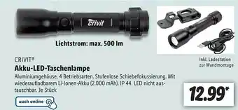 Lidl Crivit Akku-led-taschenlampe Angebot