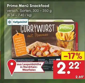 Netto Marken-Discount Prima Menü Snackfood Angebot