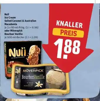 REWE Nuii Ice Cream Salted Caramel & Australian Macadamia Oder Mövenpick Bourbon Vanille Angebot