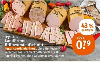 tegut Tegut LandPrimus Brühwurstaufschnitt 100g Angebot