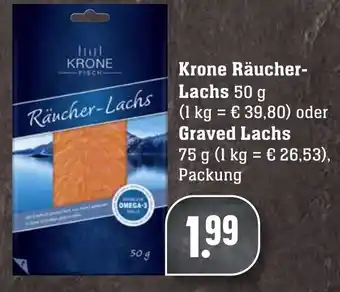 Edeka Neukauf Krone Räucher Lachs 150 g oder Graved Lachs 75 g Packung Angebot