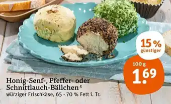 tegut Honig Senf, Pfeffer oder Schnittlauch Bällchen 100g Angebot