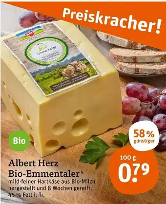 tegut Albert Herz Bio Emmentaler 100g Angebot