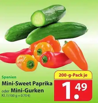 Famila Nord Ost Spanien Mini-Sweet Paprika oder Mini-Gurken Angebot