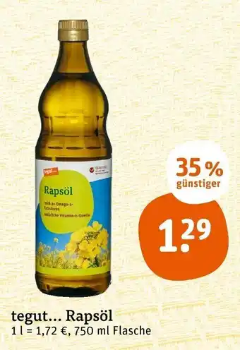 tegut Tegut Rapsöl 750ml Angebot