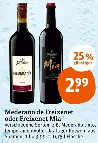 tegut Mederaño de Freixenet oder Freixenet Mia 0,75L Angebot