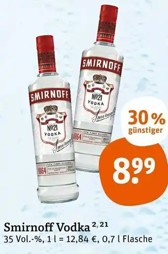 tegut Smirnoff Vodka 0,7L Angebot