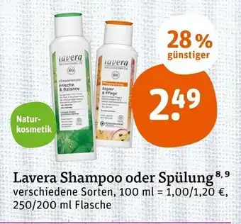 tegut Lavera Shampoo oder Spülung 250/200ml Angebot