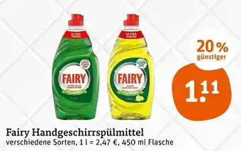 tegut Fairy Handgeschirrspülmittel 450ml Angebot