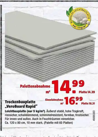 Hagebau Trockenbauplatte „Veroboard Rapid” Angebot