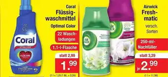 Zimmermann Coral Flüssigwaschmittel, Airwick Freshmatic Angebot