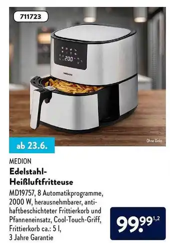 Aldi Nord Medion Edelstahl-heißluftfritteuse Angebot