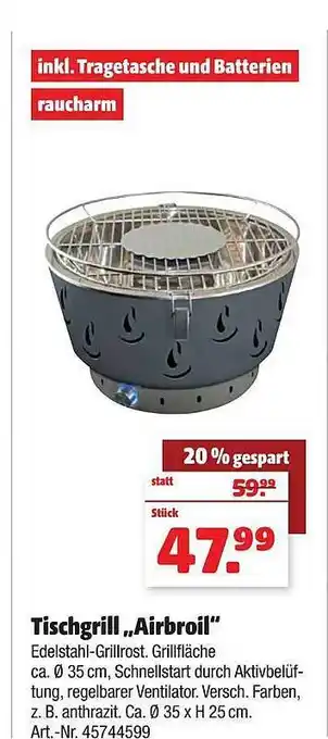 Hagebau Tischgrill Airbroil Angebot