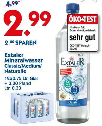 Hol'ab Getränkemarkt Extaler Mineralwasser Classic/Medium/Naturell 12x0,75 Ltr. Glas Angebot