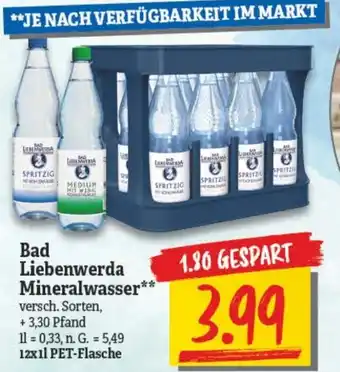 NP Discount Bad Liebenwerda Mineralwasser 12x1L PET Flasche Angebot