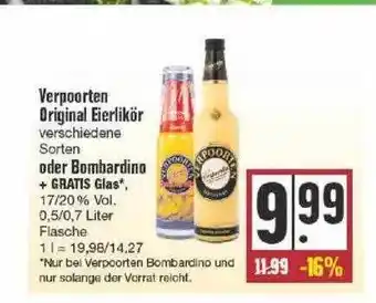 Edeka Verpoorten Original Eierlikör Oder Bombardino + Gratis Glas Angebot