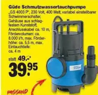 Repo Markt Güde Schmutzwassertauchpumpe Angebot