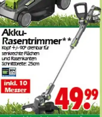 Wreesmann Akku Rasentrimmer inkl. 10 Messer Angebot